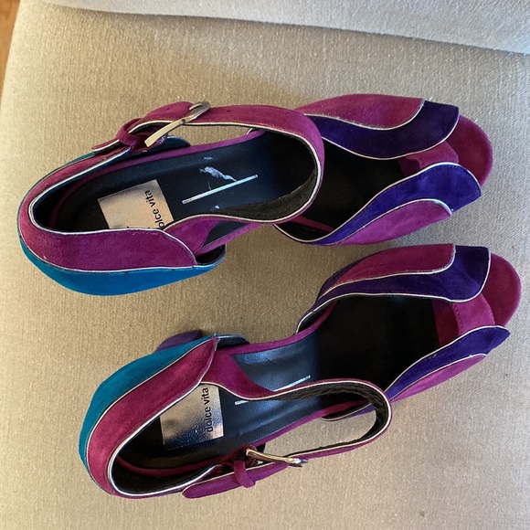 Dolce Vita Purple and Teal Platform Heels - Picture 4 of 13